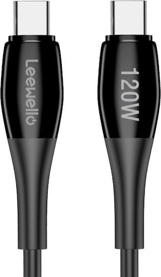 Leewello USB 2.0 Cable USB-C male - USB-C 120W PD Μαύρο 1m 783176