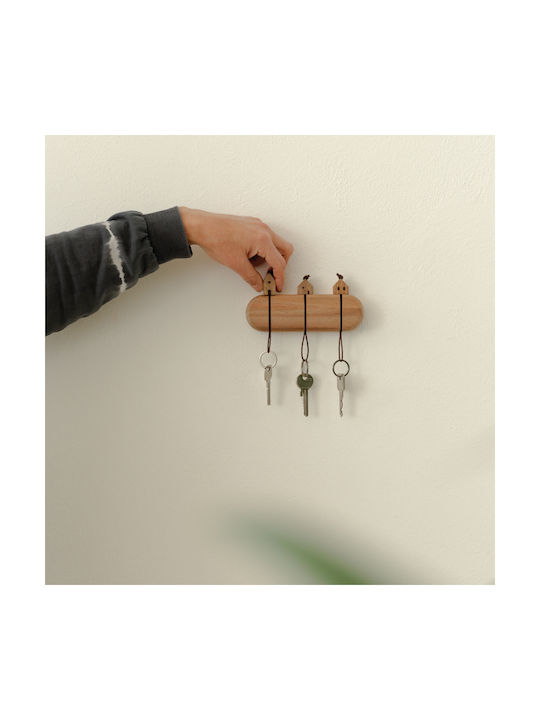 Raeder Wall Key Holder Wooden 3 positions 16x3x16cm