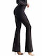 Axidwear Women's High-waisted Fabric Trousers Push-up Flare Black