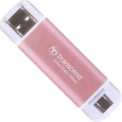 Transcend Esd310p 1.0TB USB 3.2 SSD Stick cu conexiune USB-A & USB-C Roz