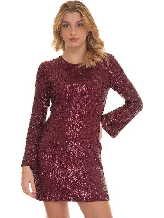 Mini Abendkleid mit Tüll Burgundisch