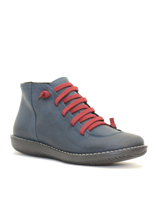 Leather Women's Ankle Boots Blue