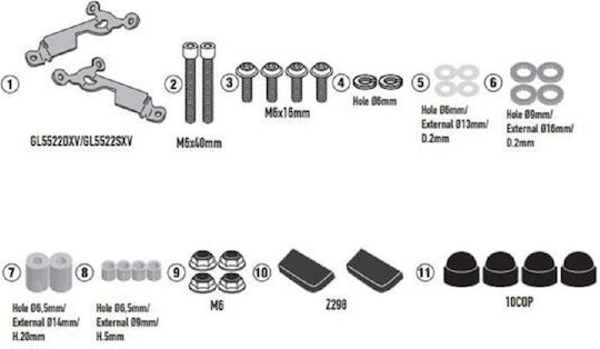 Givi Motorcycle Windshield & Windscreen Installation Kit for Honda Hornet A1200A