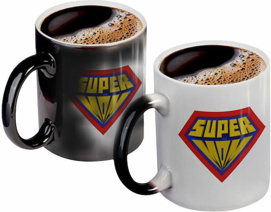 Koupakoupa Super Mom 3d Промяна на топлината Чаша Керамично Черен 330мл