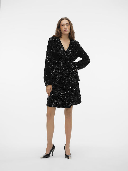 Vero Moda Mit Pailletten Damenkleid Abend Schwarz