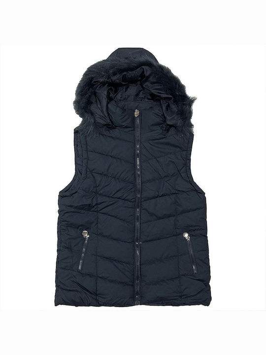 Ustyle Women's Short Puffer Jacket for Winter with Hood Blue