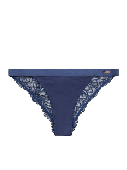 Women's Slip with Lace Navy Blue