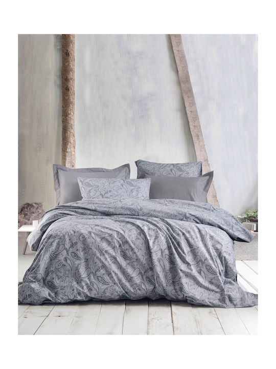 Rythmos Set Bettbezug Baumwolle Über-Doppelbett mit 2 Kissenbezügen 225x250 Lovetta Grey