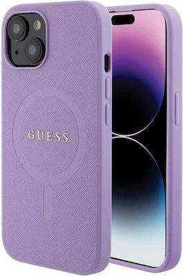 Guess Saffiano MagSafe Plastic Back Cover Purple (iPhone 15 Plus)