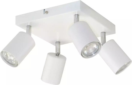 Adviti Spot cu 4 Lumini și cu Soclu GU10 în Culoare Alb 828041