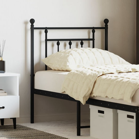 vidaXL Bed Headboard made of Metal Black Velvet-Black Metal 75cm