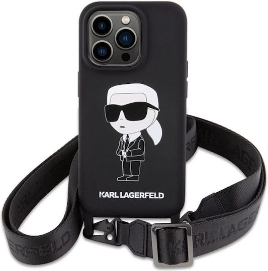 Karl Lagerfeld Ikonik Back Cover Silicon / Plastic cu Curea Negru (iPhone 15 Pro Max)