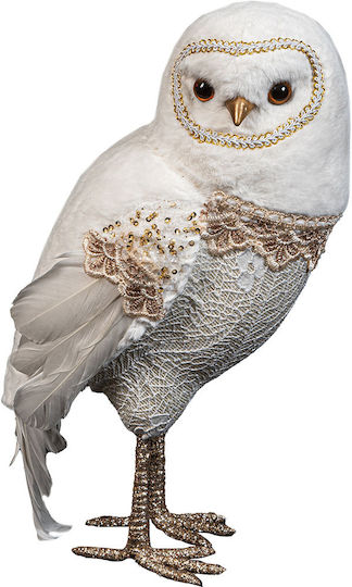 Weihnachtliche Stoff Figur Eule Weiß Höhe 32cm