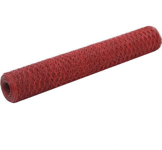 vidaXL Drahtgeflecht Verzinkt mit PVC-Beschichtung Rot 1x25m