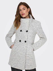 Only Women's Wool Midi Coat with Buttons White
