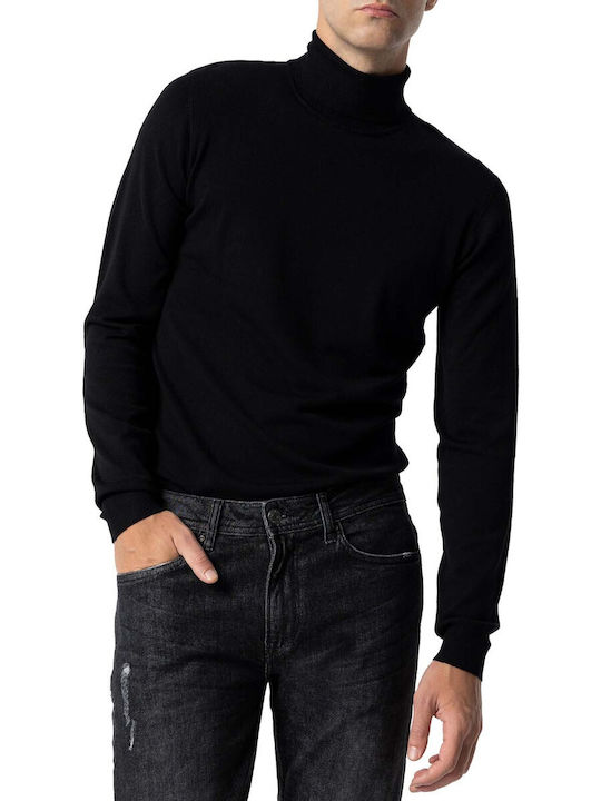 Tiffosi Men's Long Sleeve Sweater Turtleneck Black