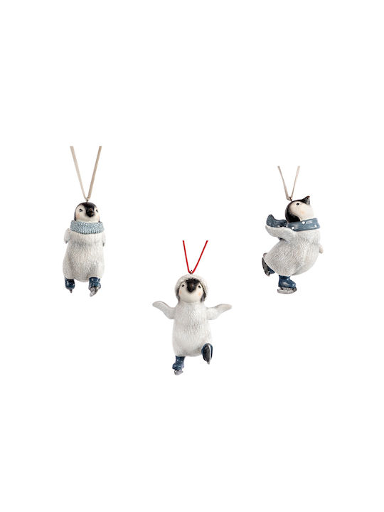 Pinguin Weihnachtsbaumschmuck aus Polyresin Weiß 6x5cm