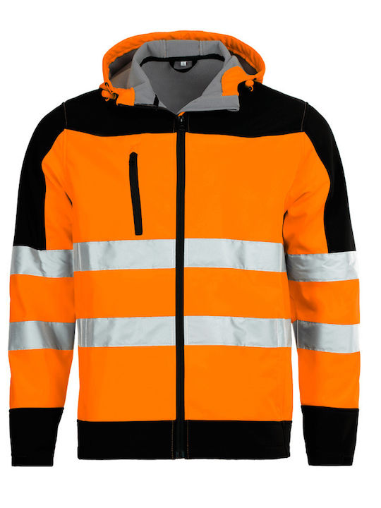 Stenso Waterproof Reflective Softshell Fleece Work Cardigan Hooded Orange