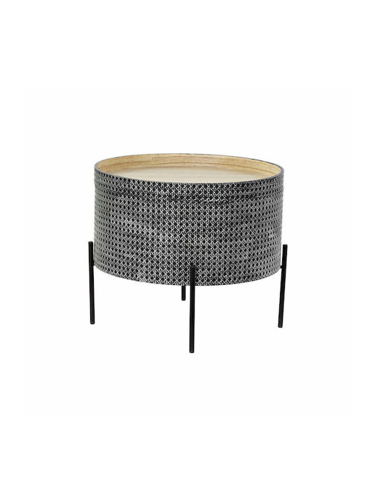 Round Metal Side Table Ασημί και Μαύρο L45xW45xH39cm