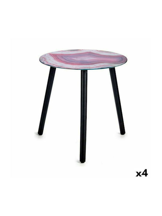 Round Glass Zigon Tables Black L40xW41.5xH40cm