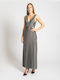 InShoes Maxi Evening Dress Wrap Silver