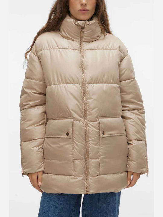 Vero Moda Women's Short Puffer Jacket for Winter Brown