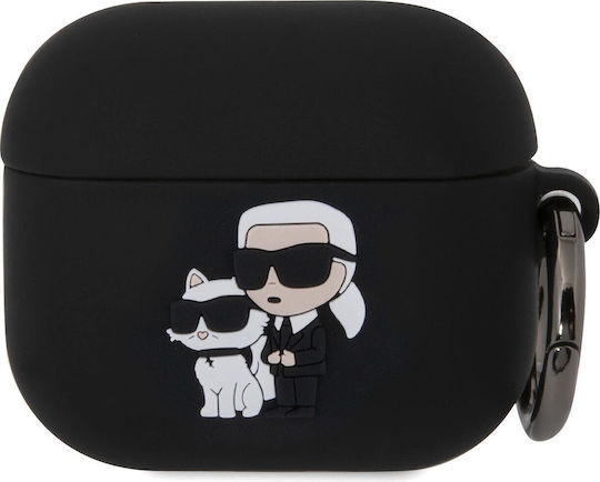 Karl Lagerfeld 3D Logo NFT Karl's Head Case Silicone in Black color for Apple AirPods 3