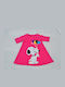 Happy Button Kids Dress Short Sleeve Fuchsia