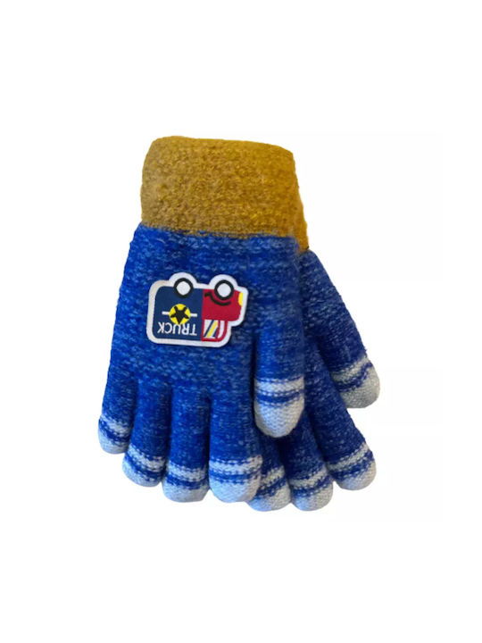 Bode Knitted Kids Gloves Blue with Lining