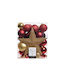Hanging Ornament Mix Ornaments Plastic Red with Glitter 21x25cm Set 33pcs