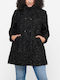 Wool Women's Black Coat with Buttons