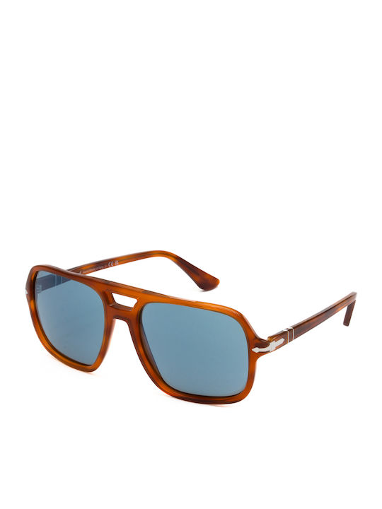 Persol Мъжки Слънчеви Очила с Кафяв Костенурков Пластмасов Рамка и Сини Стъкла PO3328S 96/56