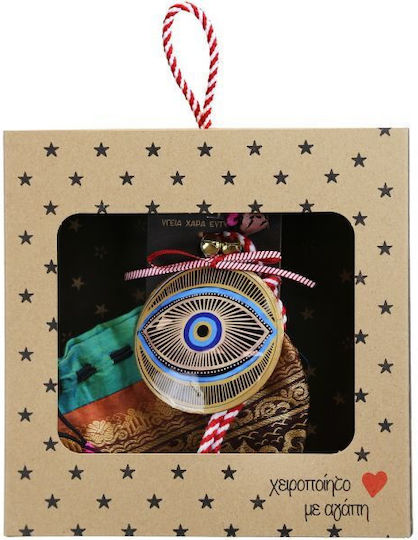 Synchronia Lucrat manual Amulet Ochi Auriu din Metal 17.5x18cm 1buc