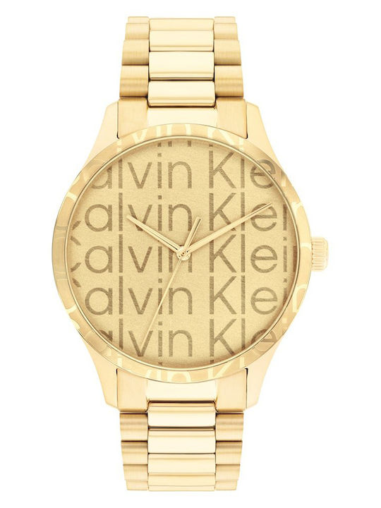 Calvin Klein Iconic Γυναικείο Ρολόι 40mm Χρονογράφος Μπαταρίας με Χρυσό Μεταλλικό Μπρασελέ