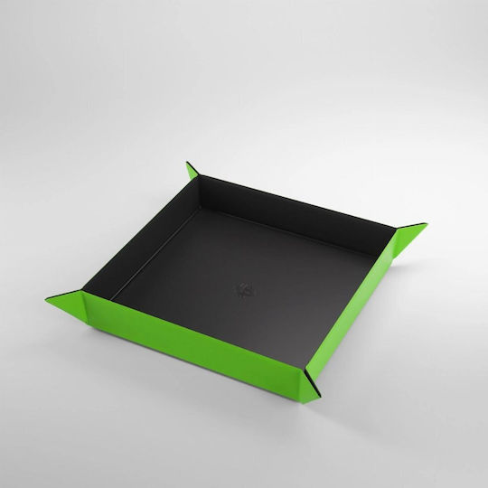 Gamegenic Magnetic Square Dice Tray - Black/green Rolling Tray