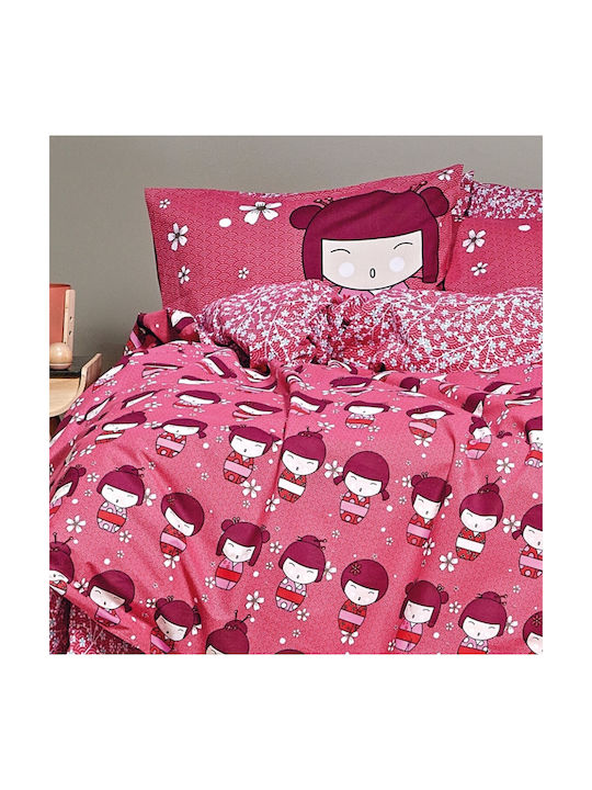 Kentia Set Kids Duvet Cover Single with Pillowcase Cotton Red 160x240cm