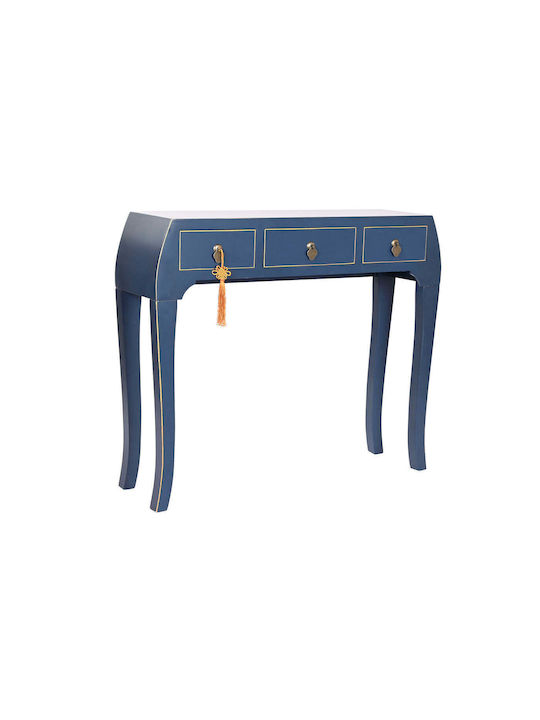 Rectangular Wooden Side Table Blue L96xW26xH80cm