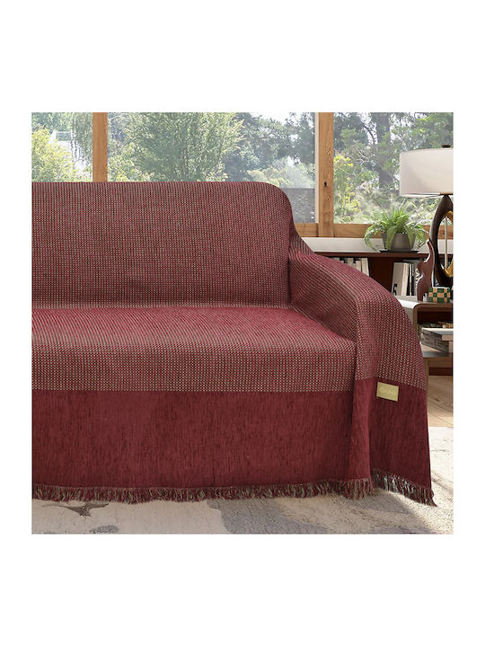 Lino Home Zweisitzer-Sofa Überwurf Tapis 180x250cm Bordeaux