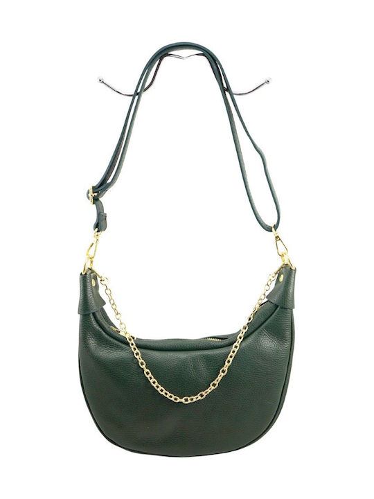 Mybag Δερμάτινη Γυναικεία Τσάντα Χιαστί Πράσινη