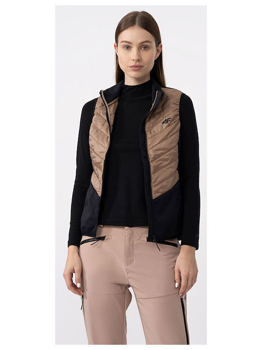 Trekking Women's for Hiking Short Puffer Jacket for Winter Brown