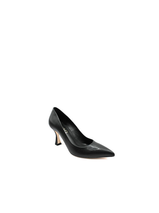 Ellen Leather Pointed Toe Black Heels