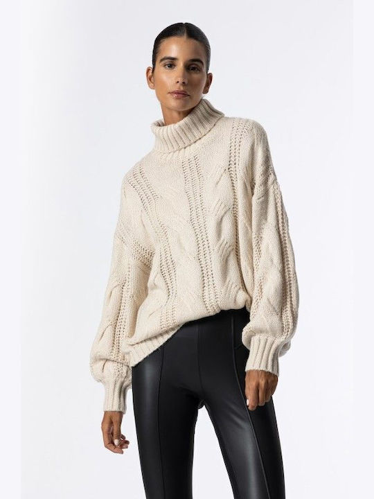 Tiffosi Damen Langarm Pullover Rollkragen Weiß