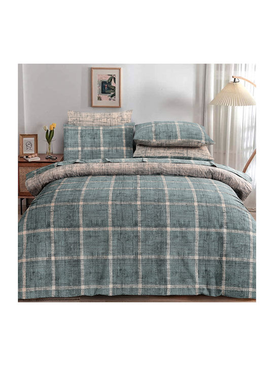Casa Colori Set Cearșafuri Semi-Dublu cu Elastic 120x200+30cm. Javeria Olive Ladi 3buc