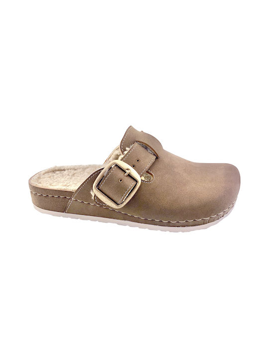 Vesna Anatomic Clogs with Fur Brown