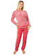 Lydia Creations Winter Damen Pyjama-Set Vlies Coral