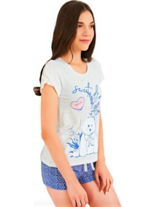 Kal-tsa Winter Damen Pyjama-Oberteil Weiß