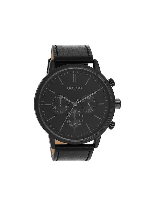 Oozoo Watch Battery with Black Leather Strap