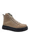 Leder Stiefeletten Damen Taupe