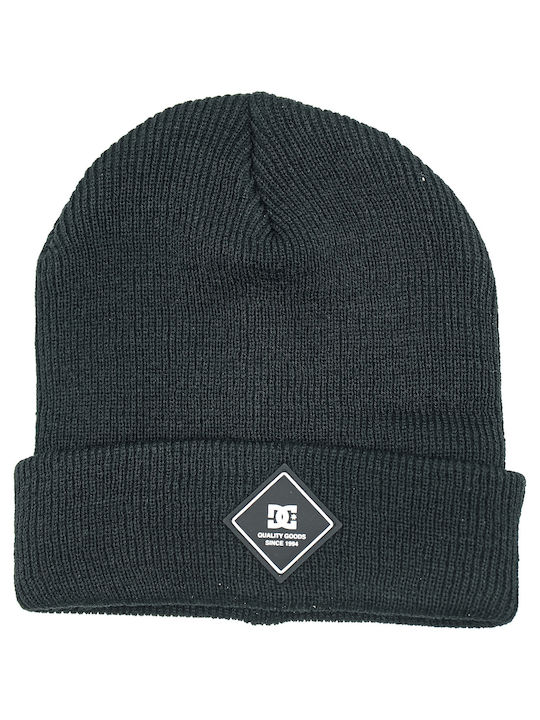 DC Label Knitted Beanie Cap Black