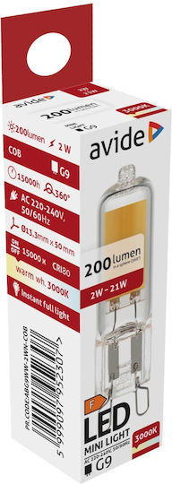 Avide ABG9WW-2WN-COB Bec LED 2W pentru Soclu G9 Alb cald 200lm